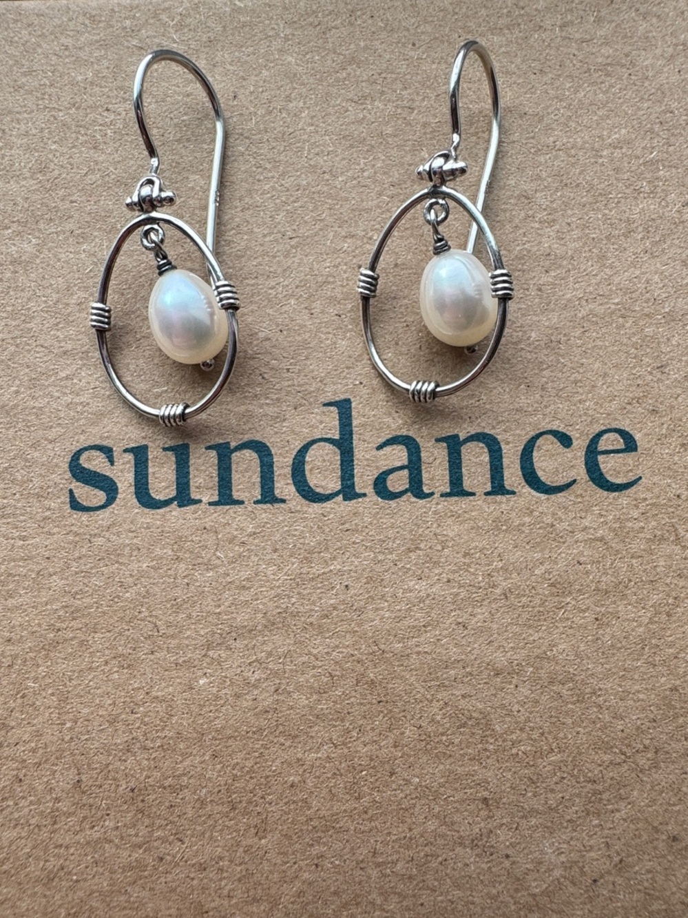 Sundance Silver Earrings with White Pearl Drops
